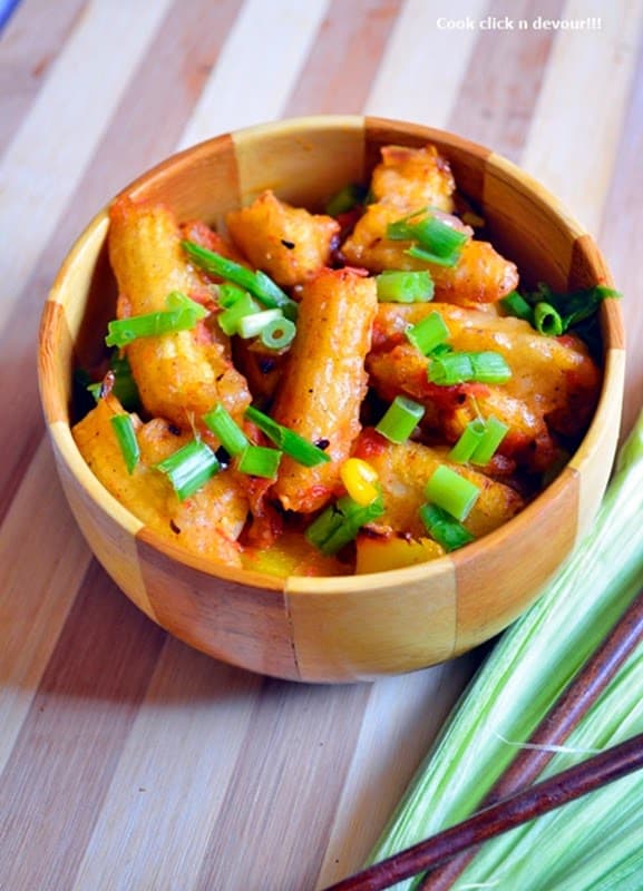 Crispy baby corn manchurian