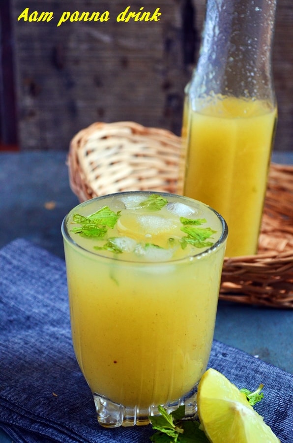 Chilled aam panna served with mint leaves