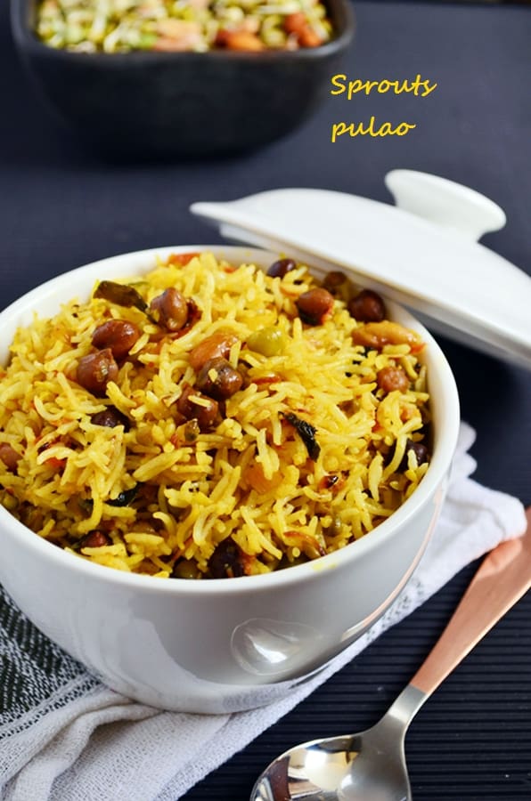 Sprouts pulao recipe, how to make healthy sprouts pulao