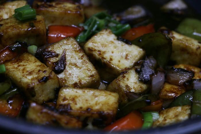 add vinegar, mix well and remove from flame- paneer manchurian recipe