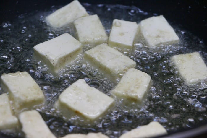 Shallow fry paneer cubes-paneer manchurian recipe