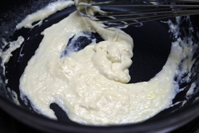 white sauce ready for corn cheese toast recipe