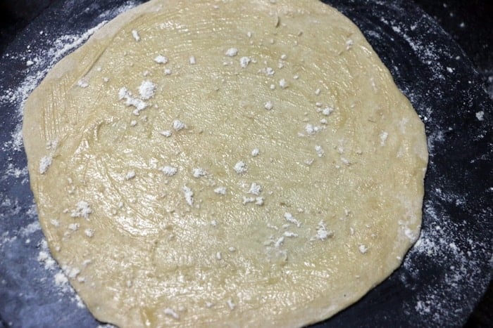 laminating the dough for making pleats