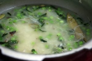 water added for making peas pulao recipe
