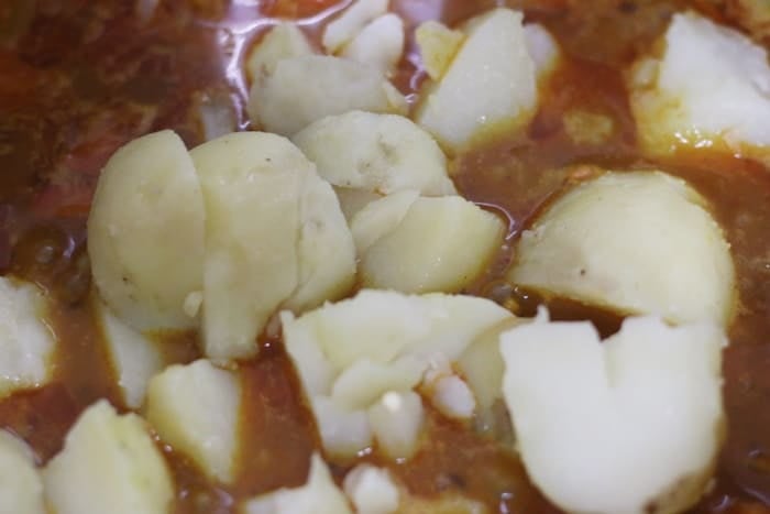 boiled and cubed potatoes added to curry base