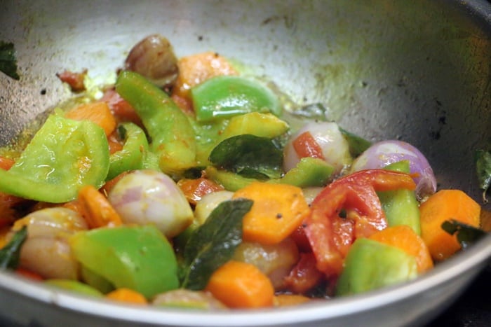 Sauteing vegetables