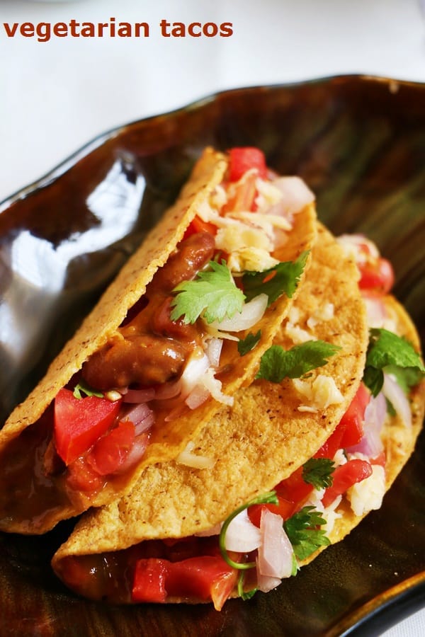 close up of vegetarian tacos recipe 