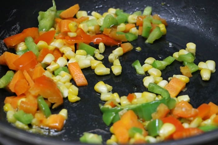 Sauteing vegetables in butter