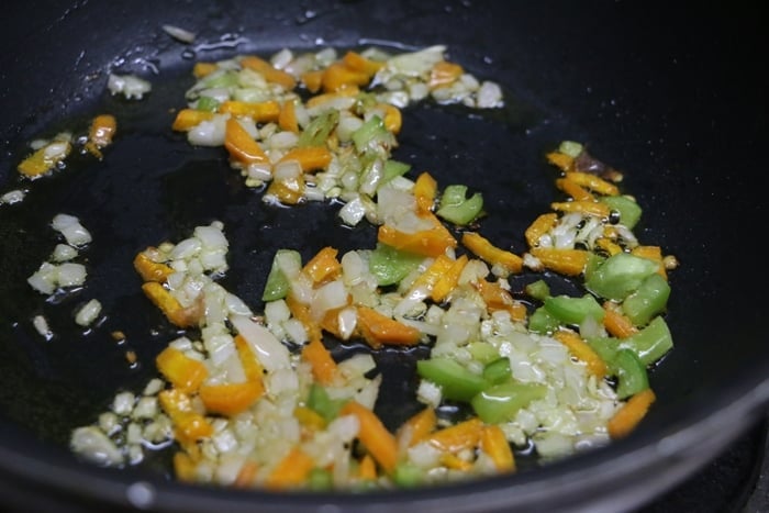 sauteing chopped veggies in olive oil