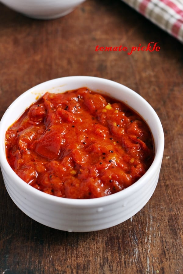 Andhra tomato pickle- closeup shot