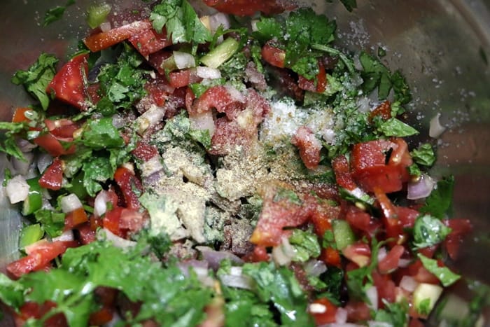 Making fresh tomato salsa