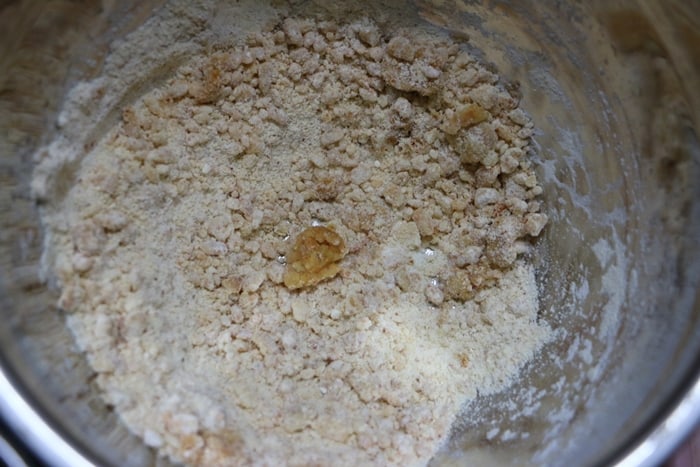 Making Kurkuri Bhindi Recipe- mixing flours