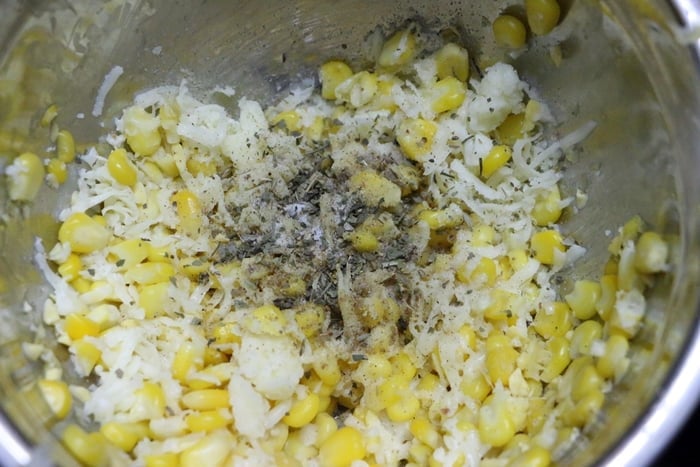 seasonings added to grated cheese