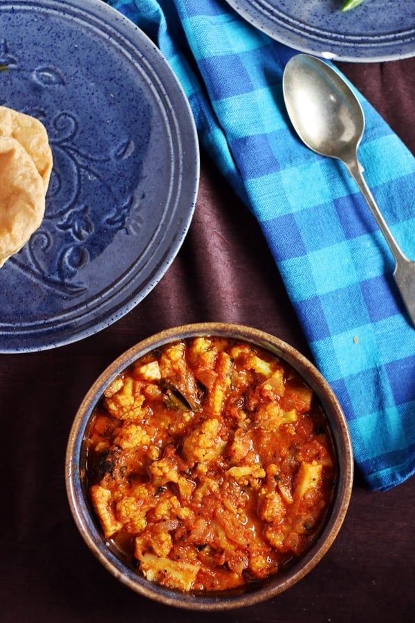 cauliflower masala served with poori