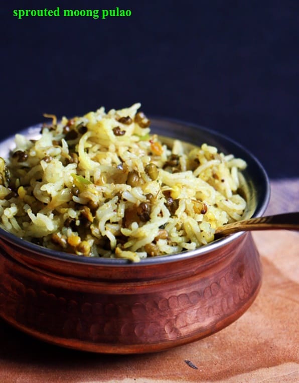 sprouted moong pulao recipe