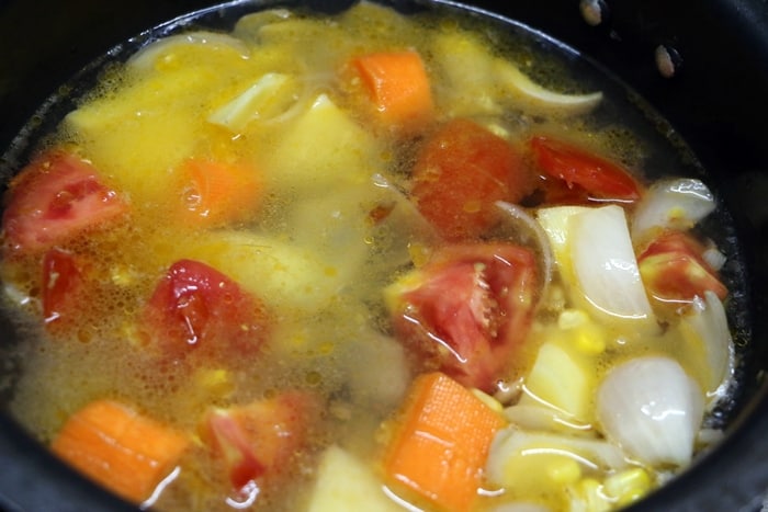 pressure cooking mixed veggies for soup