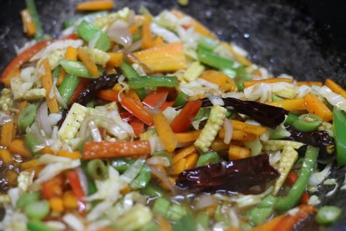 sauteing veggies in sesame oil