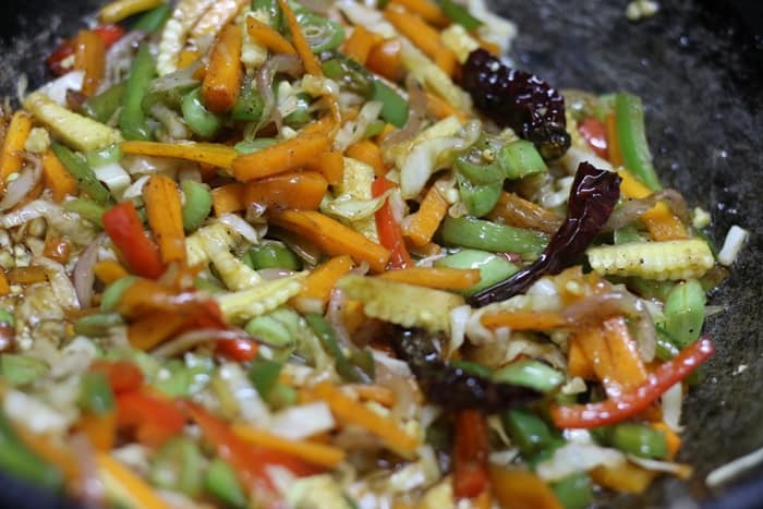 sauteed veggies in sesame oil