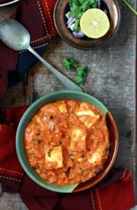 restaurant style paneer lababdar served in a ceramic bowl