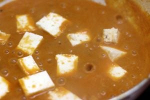 paneer cubes added to paneer lababdar gravy