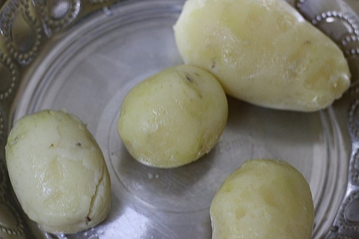 boiled and peeled potatoes