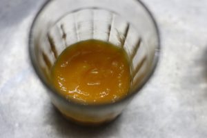mango puree as first layer to serve mango mousse