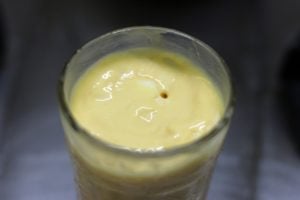 mango mousse set in individual serving glasses