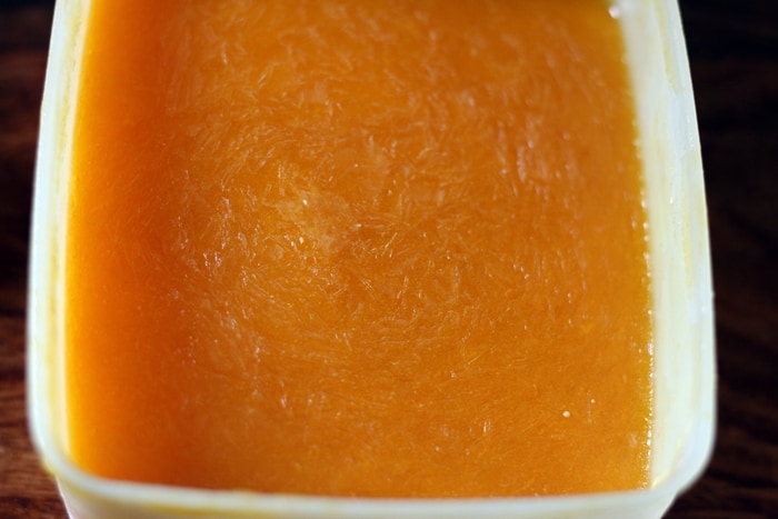 frozen mango sorbet ready for serving