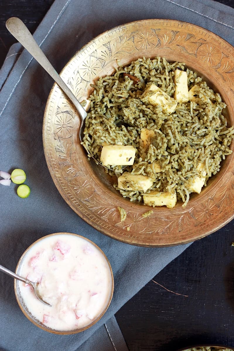 easy palak rice recipe with paneer