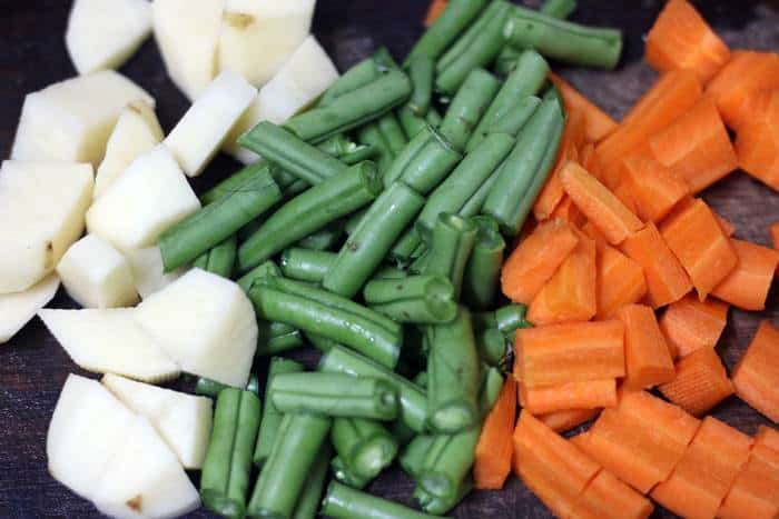 chopped mixed vegetables