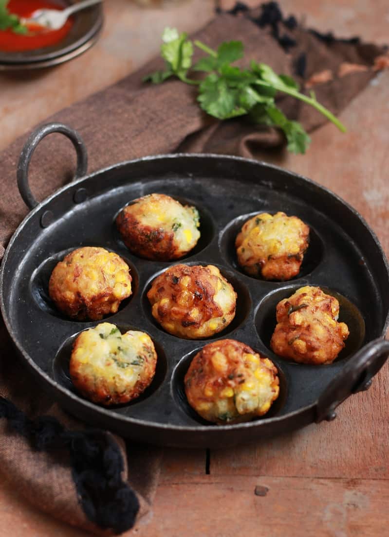 corn fritters in appe pan