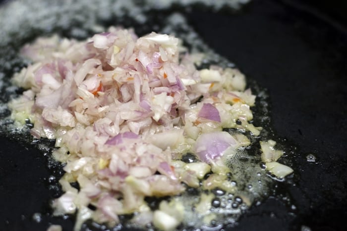 sauteing onions for making masala pav recipe
