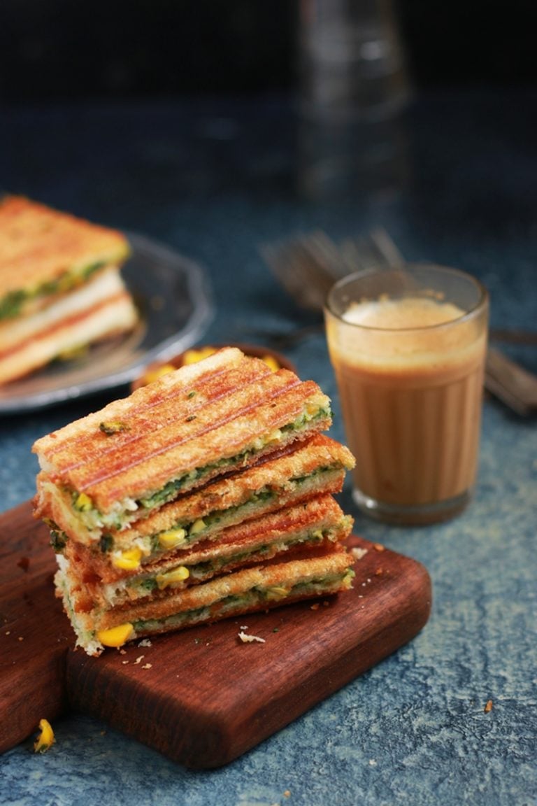 Spinach corn sandwich recipe, grilled corn spinach sandwich