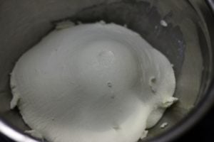 hung yogurt in a mixing bowl