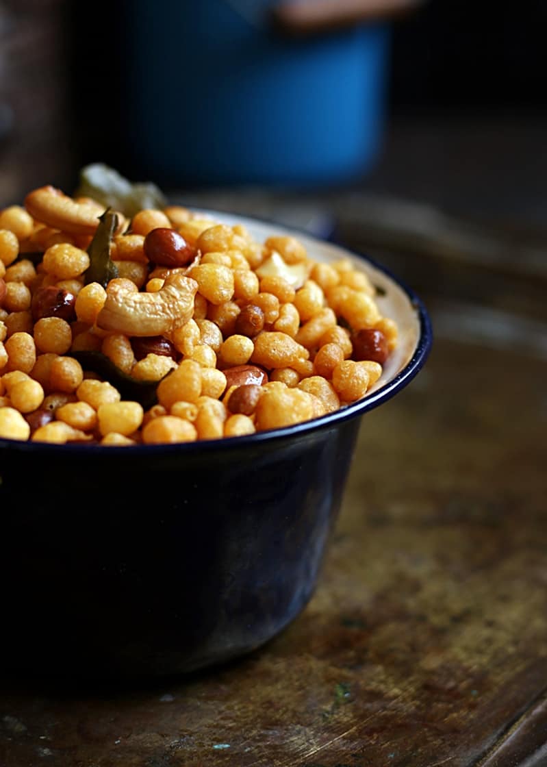 closeup shot of kara boondi served for snacks