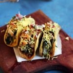 aloo chat recipe served in taco shell