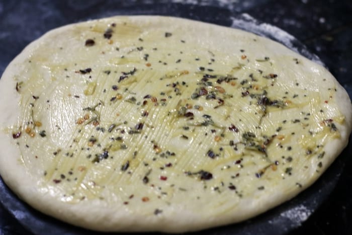 Making herb garlic bread recipe