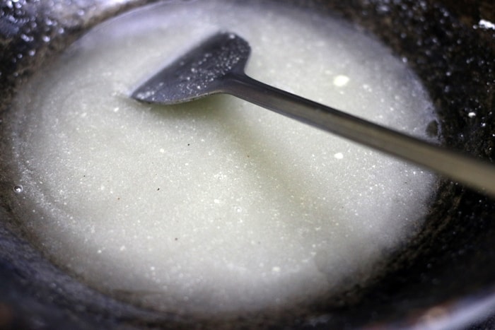 making sugar syrup for kesar kaju katli recipe