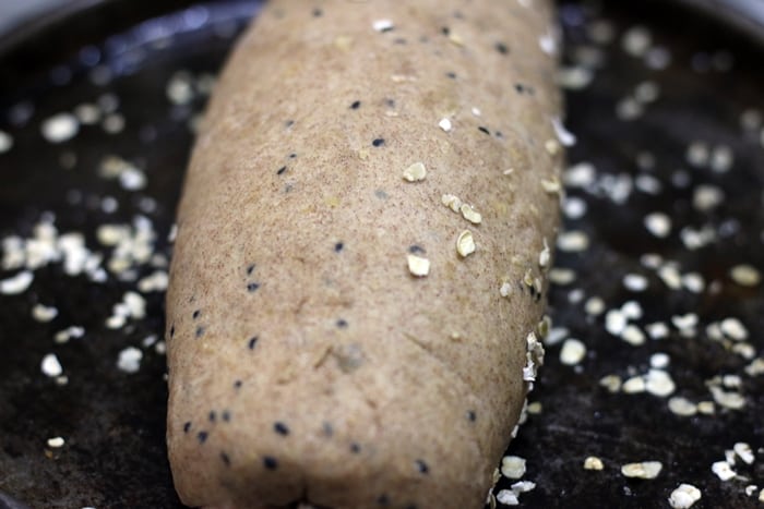 shaping multigrain bread dough