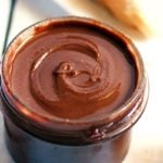 Homemade nutella in a glass jar