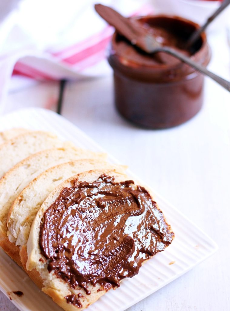 homemade nutella slathered in bread