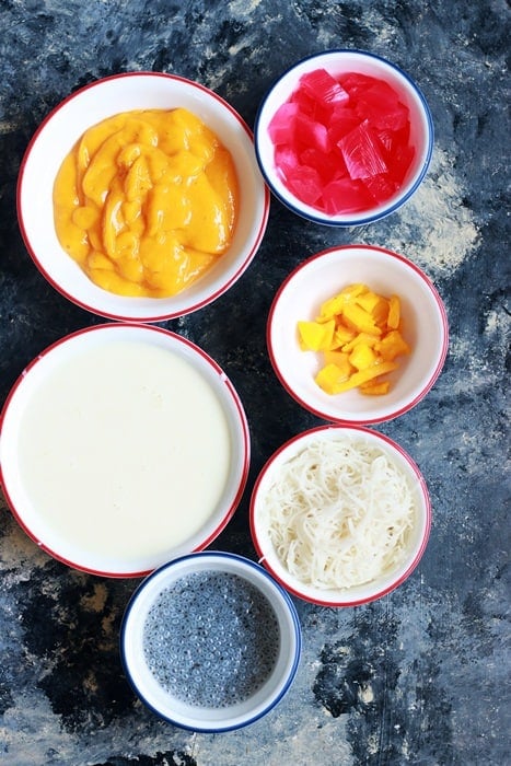 Ingredients for mango falooda