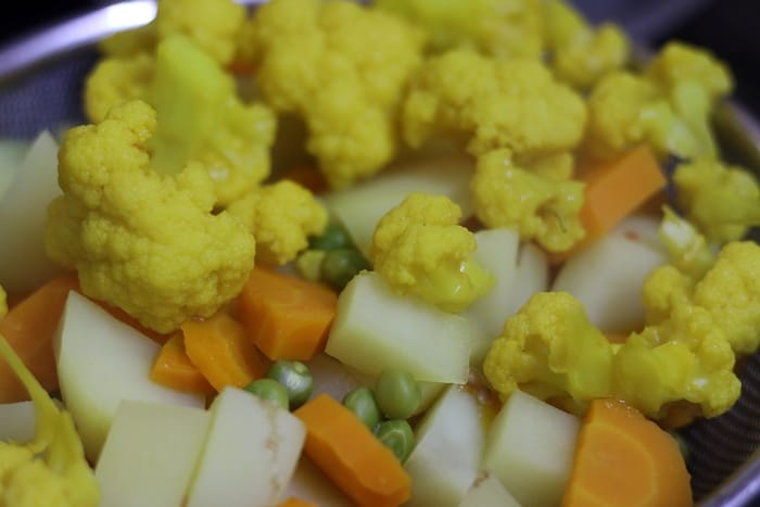 steamed vegetables for making pav bhaji