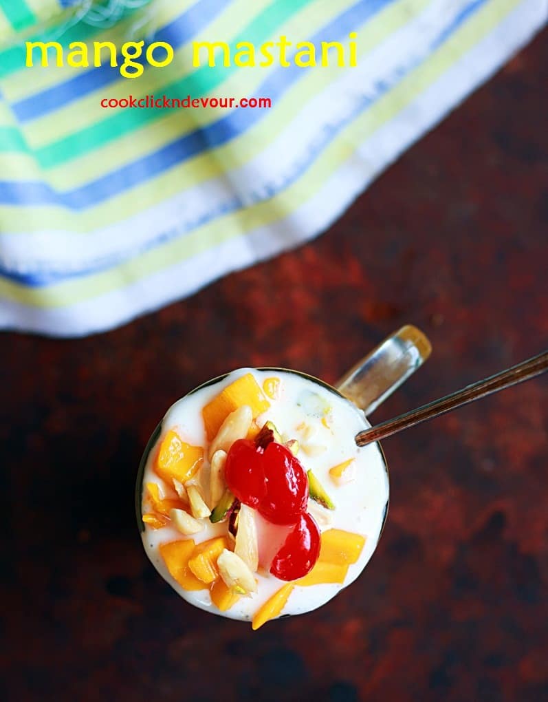 overhead shot of mango mastani dessert