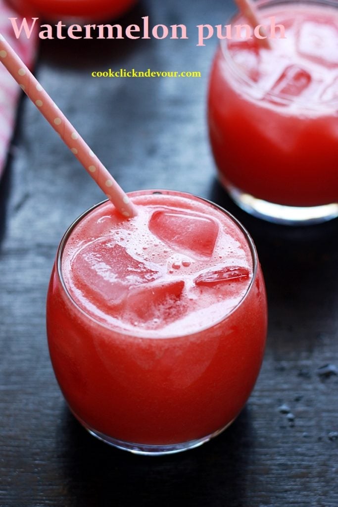 watermelon punch recipe served with ice cubes 