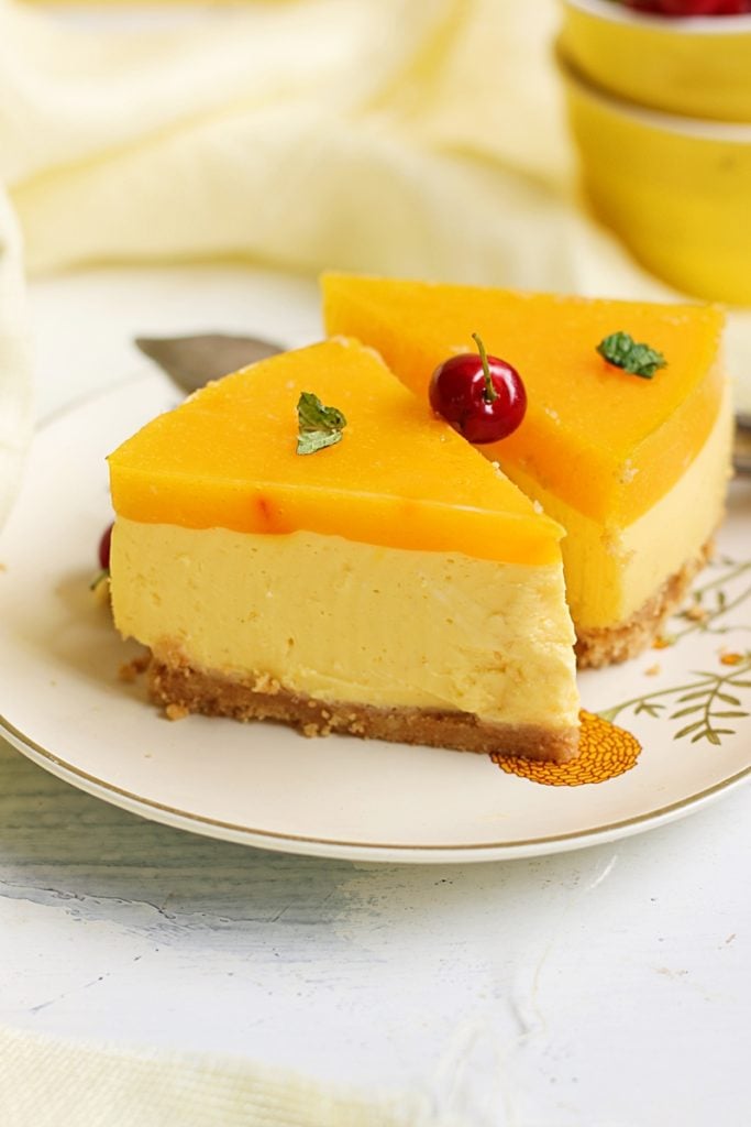 eggless and no gelatin mango cheesecake recipe