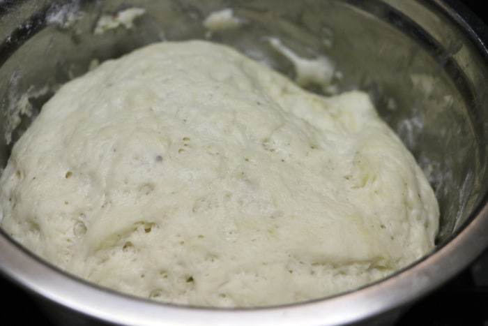leavened pizza dough for making white sauce pizza