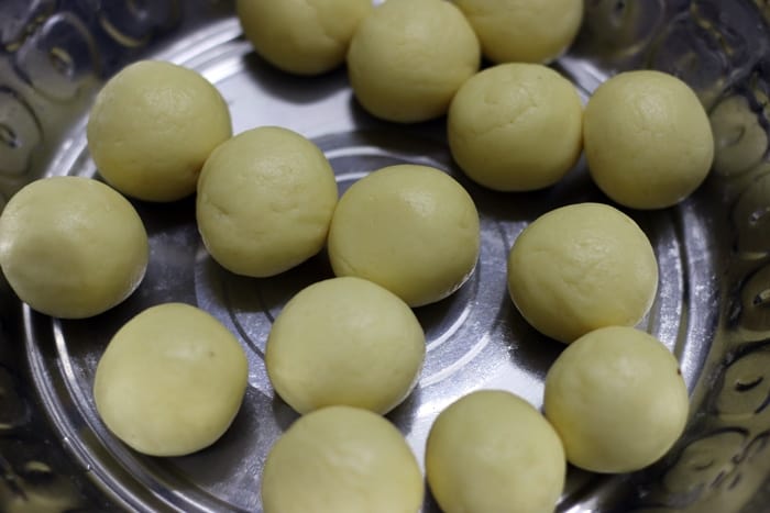 dough shaped into small gulab jamun balls