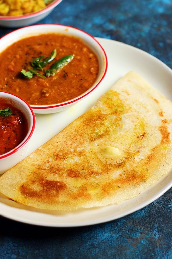 closeup shot of crispy masala dosa