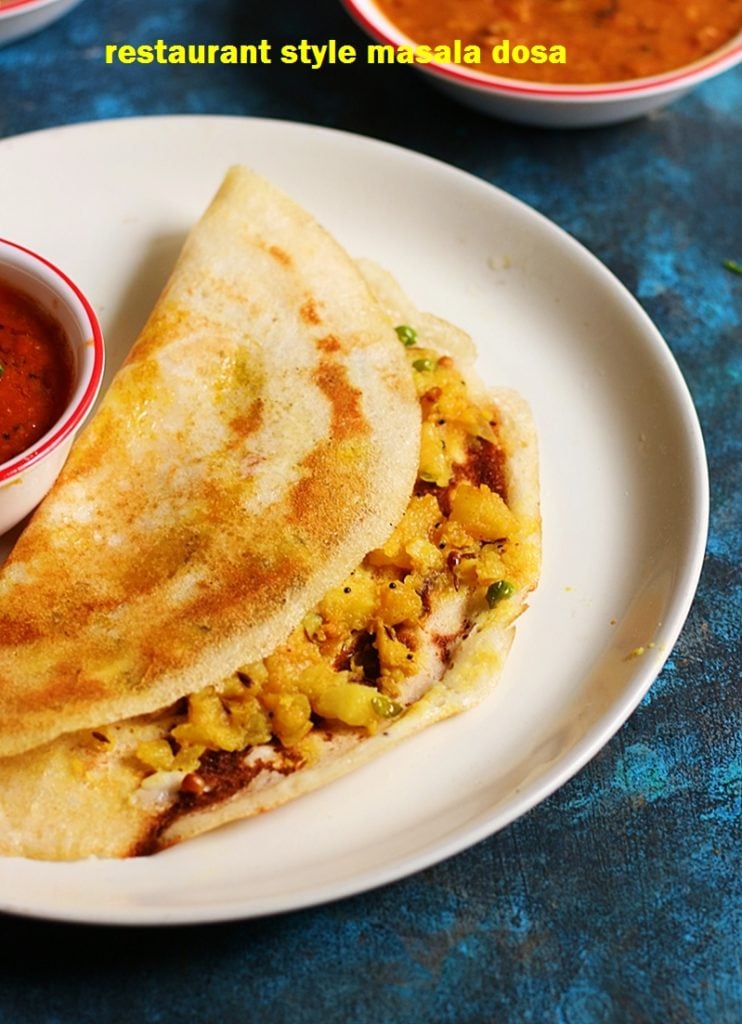restaurant style masala dosa served with 
